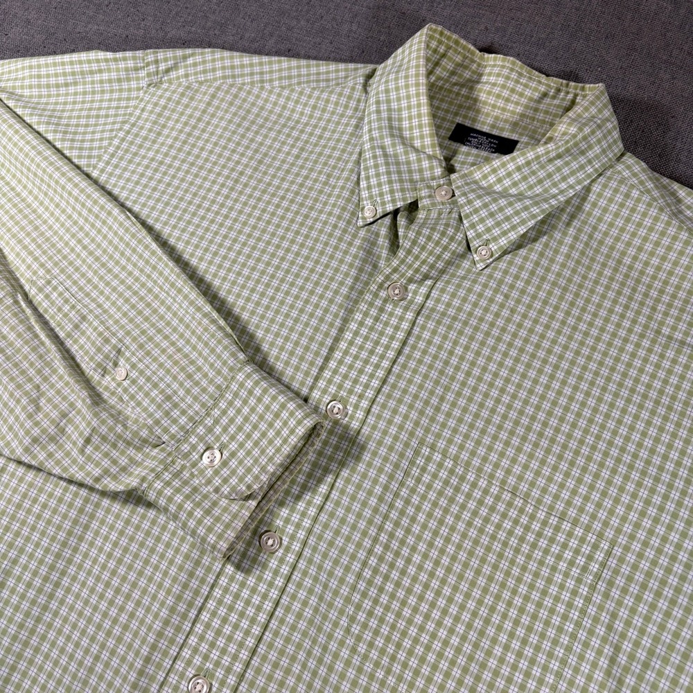 Brooks Brothers Button Down Mens XL Green Gingham Check Short Sleeve Cotton 346